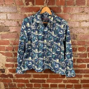Robert Graham Shirt Mens Large Blue Abstract Classic Fit Long Sleeve Button Down